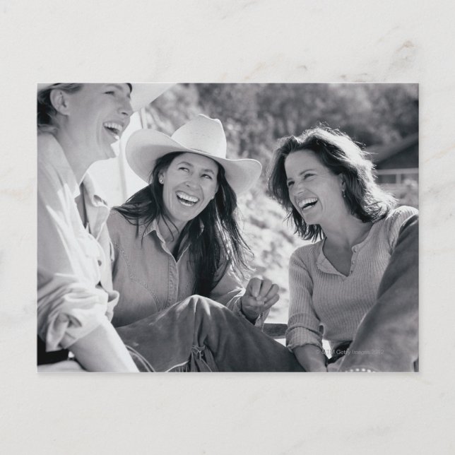 Three cowgirls laughing together postcard (Front)
