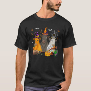 Three Cows Halloween Mummy Witch Scary Pumpkins Fa T-Shirt