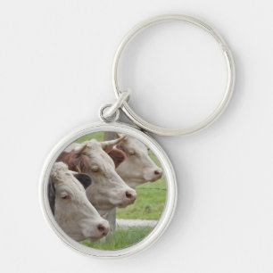 Three Cows in a Row Keychain