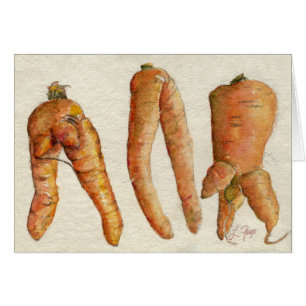 Three Crazy Carrots Watercolor Card