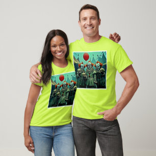 Three Creepy Clowns Skull Fear Design T-Shirt