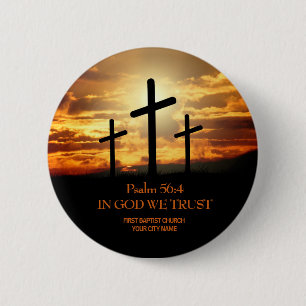 Three Crosses Christian Church Button