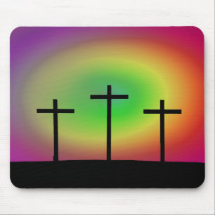 Three crosses glow mouse pad