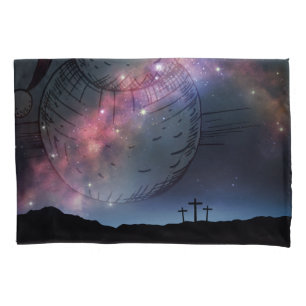 Three Crosses on a Hillside under the Milky Way Pillowcase