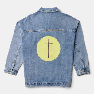 Three Crosses on Calvary Denim Jacket