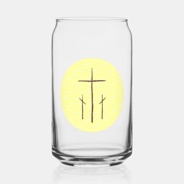 Three Crosses on Calvary Yellow Can Glass (Front)