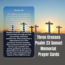 Three Crosses Psalm 23 Sunset Memorial Prayer Card