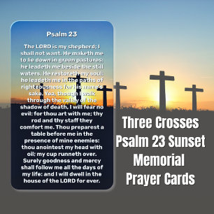 Three Crosses Psalm 23 Sunset Memorial Prayer Card