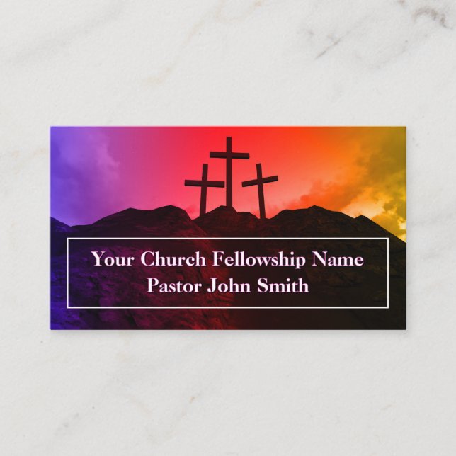 Three Crosses Rainbow Mountain Church Business Card (Front)