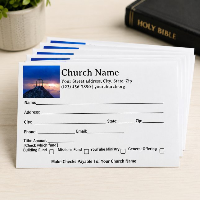 Three Crosses Sunset Church Tithe Offering Envelope (Creator Uploaded)