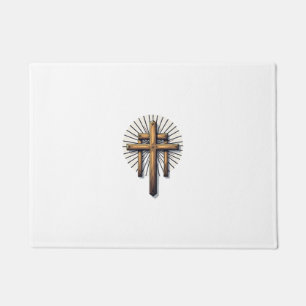 Three Crosses Vintage Engraving Faith Tee (1) Doormat