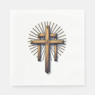 Three Crosses Vintage Engraving Faith Tee (1) Napkin