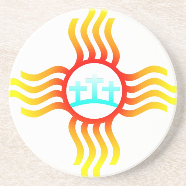 Three Crosses Zia Symbol of New Mexico Coaster (Front)
