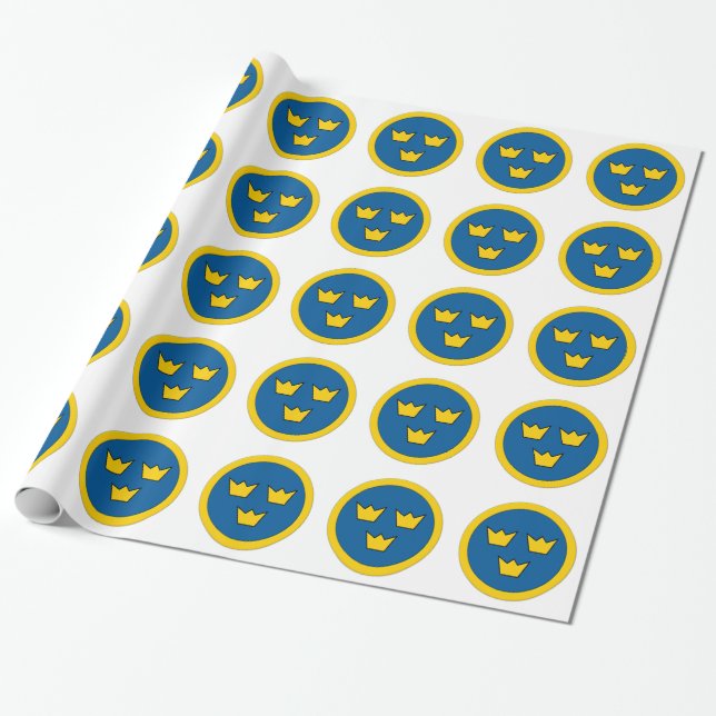 Three Crowns of Sweden Wrapping Paper (Unrolled)