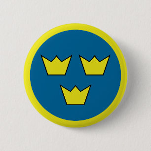 Three Crowns Swedish Insignia 6 Cm Round Badge