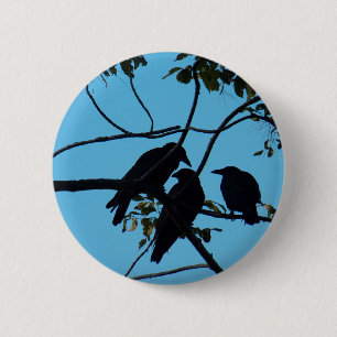 Three Crows In a Tree 6 Cm Round Badge