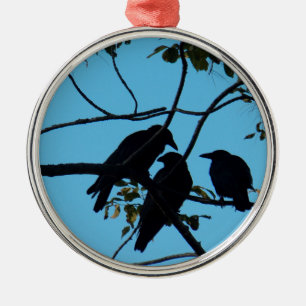 Three Crows In a Tree Metal Tree Decoration