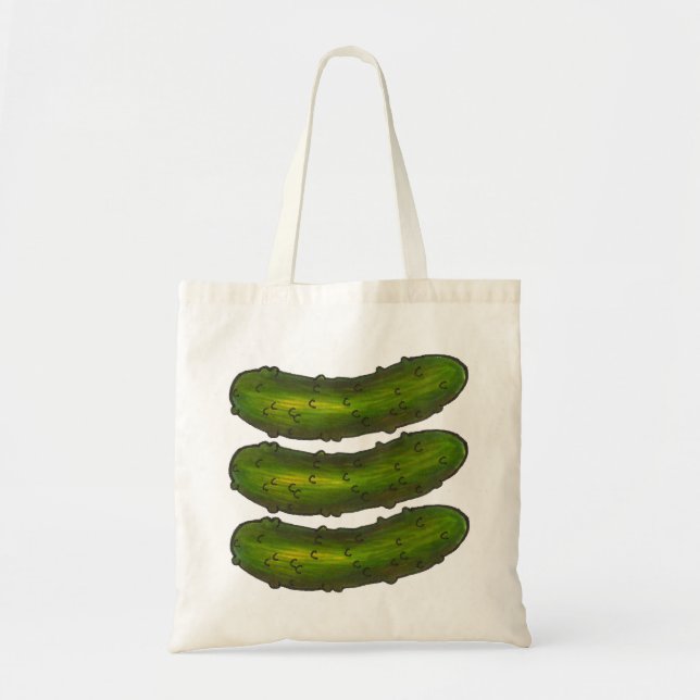 Three Crunchy Green Dill Pickles Kosher Pickle Tote Bag (Front)