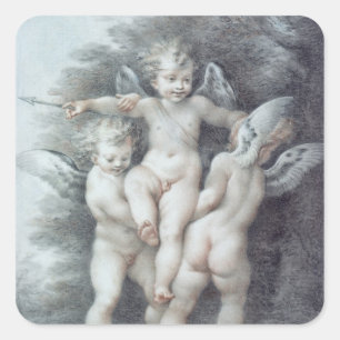 Three Cupids Square Sticker
