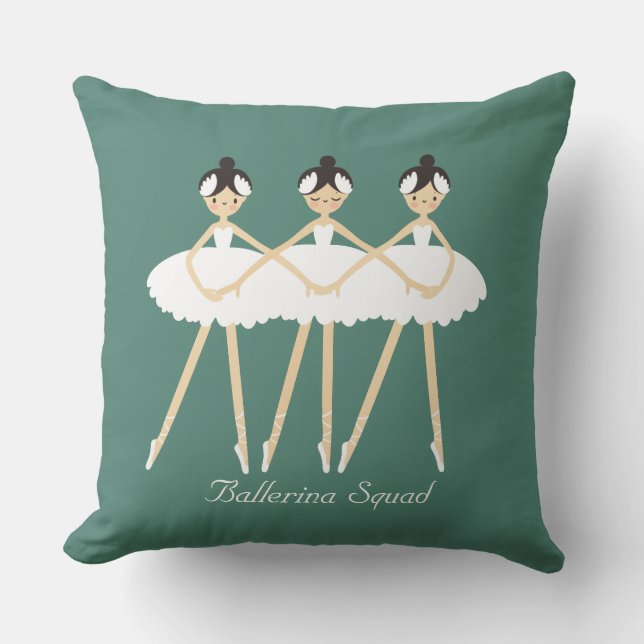 Three Cute Ballerinas , White Dresses Cushion (Front)