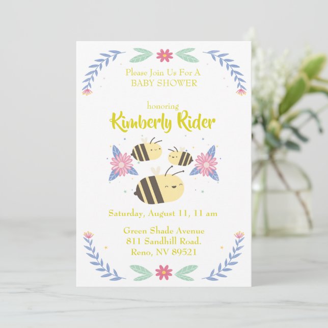 Three Cute Bees  Invitation (Standing Front)