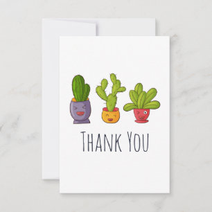 Three Cute Cactus Illustration Thank You Card