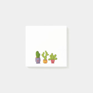 Three Cute Cactus in Flower Pots Fun Illustration Post-it Notes