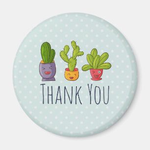 Three Cute Cactus in Flower Pots Fun Thank You Magnet