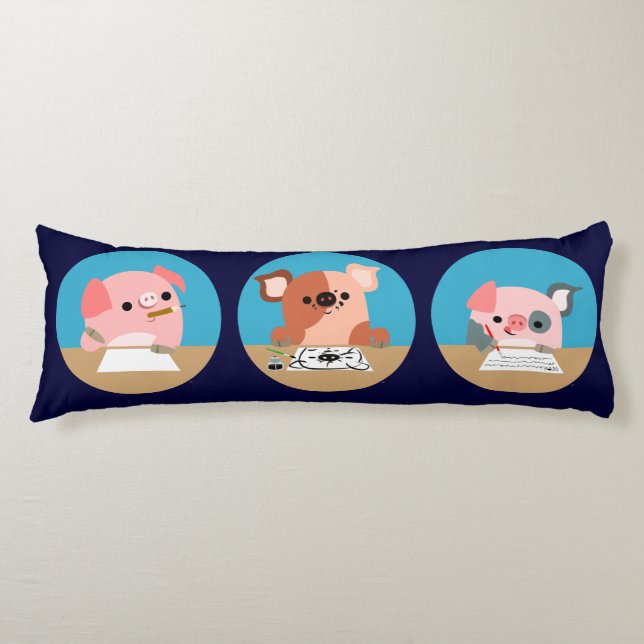 Three Cute Cartoon Piglets Body Pillow (Front)
