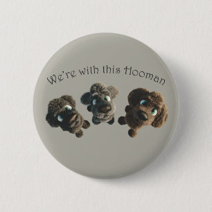Three cute cartoon puppies 6 cm round badge