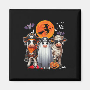 Three Cute Cows Cosplay Pirate Boo Mummy Halloween Magnet