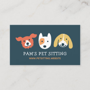 Three Cute Dog Faces   Animal Lover   Pet Care Business Card