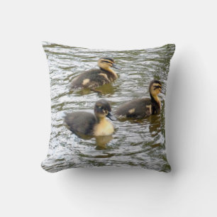 Three Cute Ducklings Swimming Cushion