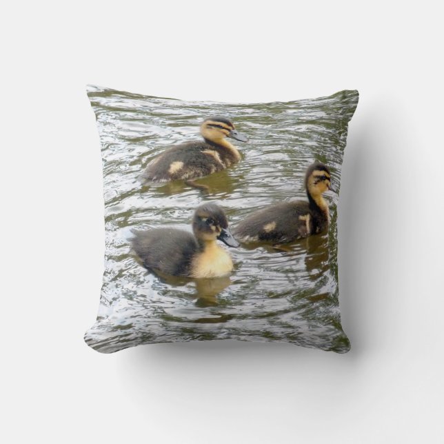 Three Cute Ducklings Swimming Cushion (Front)