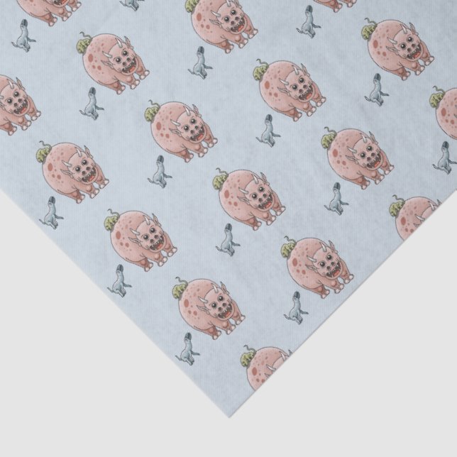 Three Cute Fantasy Dinosaurs Tissue Paper (Detail)