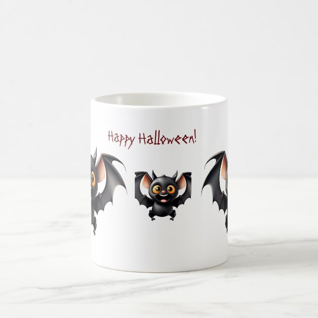 Three cute flying bats Halloween Coffee Mug (Center)