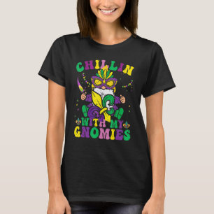 Three Cute Gnomes Mardi Gras Chillin With My Gnomi T-Shirt