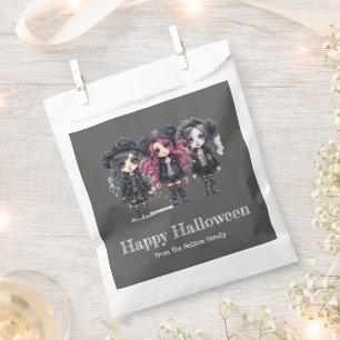 Three Cute Gothic Girls Happy Halloween Favour Bag