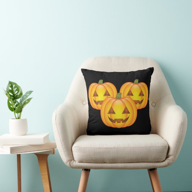 Three Cute Halloween Jack O’Lantern Pumpkins Cushion (Chair)