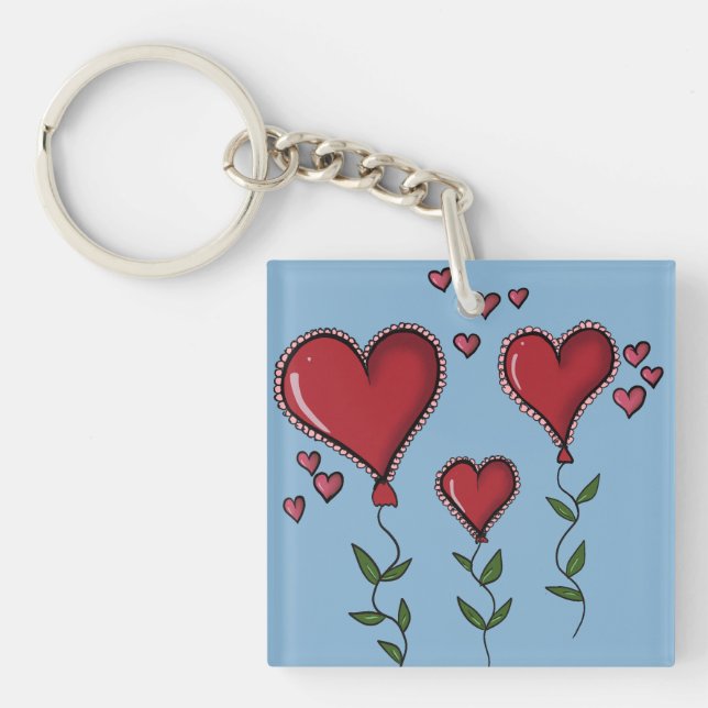 Three Cute Hearts Key Ring (Front)
