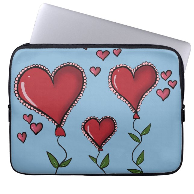 Three Cute Hearts Laptop Sleeve (Front)