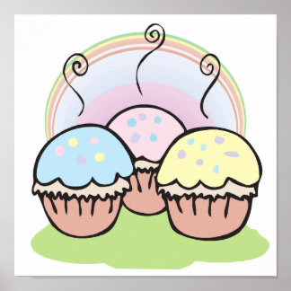 three cute little cupcakes poster