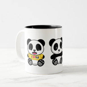 Three Cute Little Pandas Two-Tone Coffee Mug