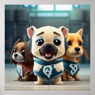 Three Cute little puppies posing for the camera Poster