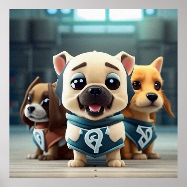 Three Cute little puppies posing for the camera Poster (Front)