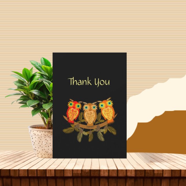 Three cute owls thank you card (Creator Uploaded)