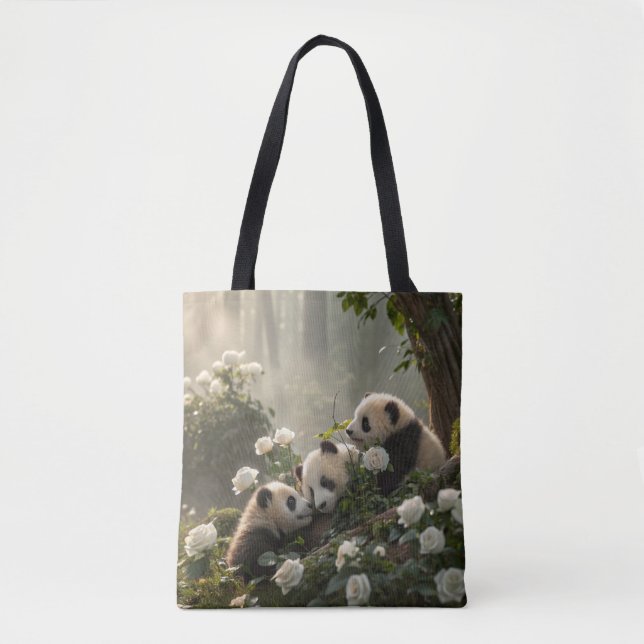 Three Cute Pandas Tote Bag (Front)