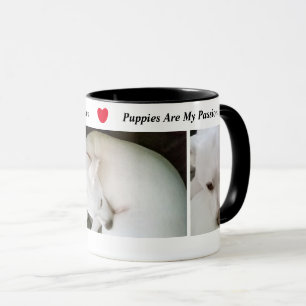 Three Cute Photos of a Beautiful White Dog Mug