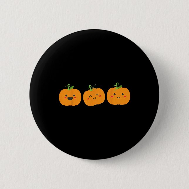 Three cute pumpkins for kids halloween and fall se 6 cm round badge (Front)