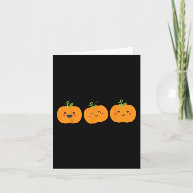 Three cute pumpkins for kids halloween and fall se card (Front)